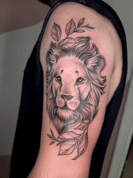 Lion with leaves