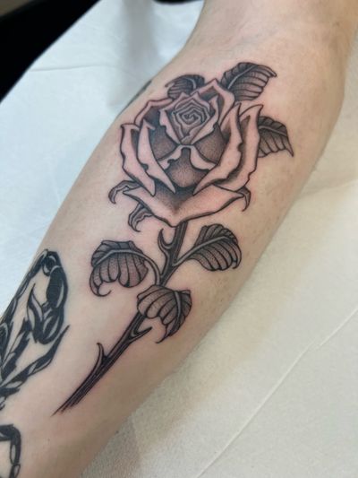 Gothic rose for Connor done at The Blue Tattoo