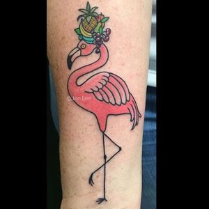 One Fancy flamingo by Jen Lee #flamingo #fruit #bird #pinkink #jenlee #tattoocity