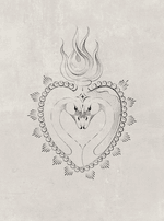 Flaming Heart with Swans
