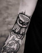 Blackwork Owl Tattoo