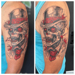 I finished tattooing this handsome fella for Brett’s arm today. - Many thanks for letting me tattoo this @brett180williams - #redgreyandblack #tattooartist #ghoultattoo #redink #orpingtontattoo #bromleytattoo