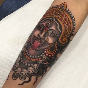 #womanhead #black&gray #color #tattoooftheday #traditional #Kali