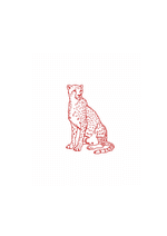 Sitting Cheetah Red Line Art