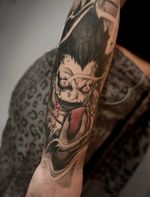 Shinigami Ryuk from Death Note ♠️ 1+ year healed tattoo 🤟 #deathnote #ryuk #ryuktattoo #tattooed #animetattoo #deathnotetattoo #tattooartists