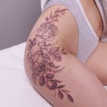Elegant Peony Hip Tattoo