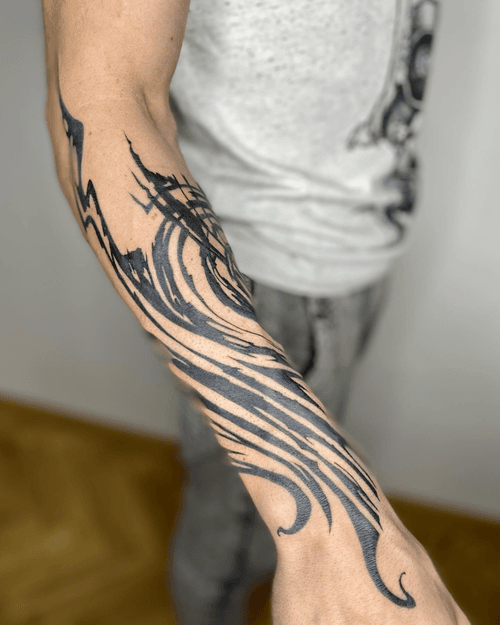 Abstract Brushstroke Arm Tattoo