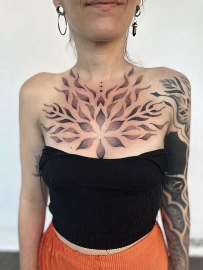 Fresh chest and fully healed sleeve Geometric dotwork 