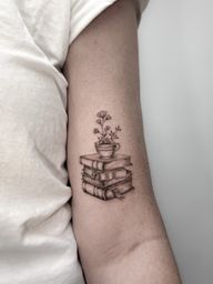 One for the bookworms. Thank you Sarah for this cool design. . Let’s create something unique for you - dm to book - Or book with @tattoodo (link in bio) . @thelondonsocial . #tattoo #fineline #londontattooartist #finelinetattoos #tattoos