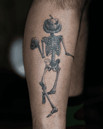 Skeleton with Pumpkin Head