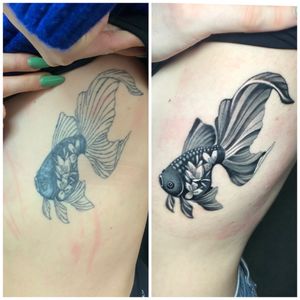 Rework realism tattoo fish tattoo cover up