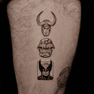 Comic Character Busts Tattoo