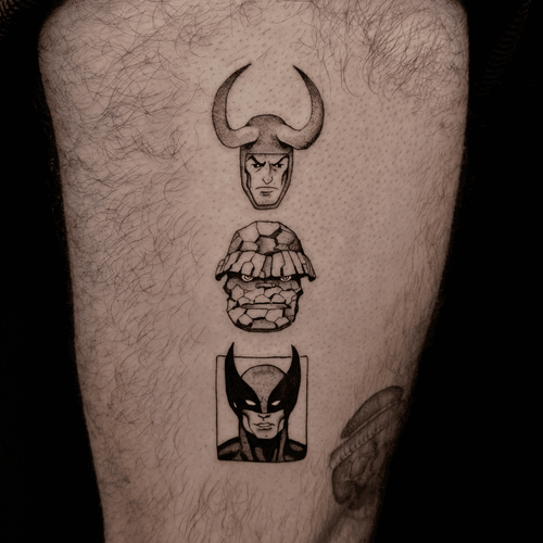 Comic Character Busts Tattoo