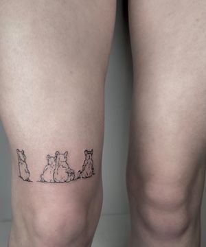Capture the bond of family with this fine line illustrative tattoo featuring adorable bears. Let Alina Amberland bring your vision to life.