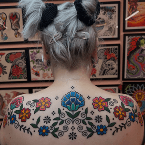 Floral tattoo style