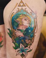 Time passes, people move. Like a river’s flow, it never ends. A childish mind will turn to noble ambition. Young love will become deep affection. The clear water’s surface reflects growth. #link #zelda #nintendotattoo #zeldatattoo #breathofthewild #videogames #videogametattoo