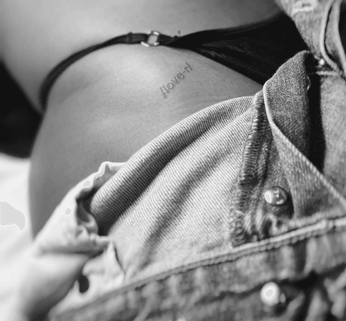 Small "love-rl" Hip Tattoo