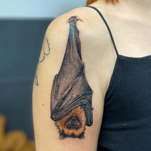 Upside Down Bat Tattoo