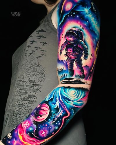 Watercolor space sleeve 