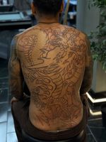 Large Scale Dragon Back Tattoo