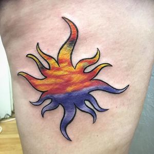 By Dominic #rt66finelinetattoo #rt66 #route66 #fineline #finelinetattoo #colortattoo #sunset #sun