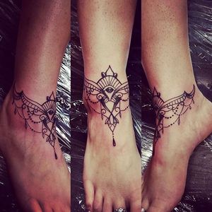 By Mike Deluca #ankle #mandala #linework #blackwork #tattoosbymiked