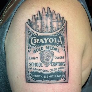  Crayons tattoo / Annie Lloyd / Get Fat Bk Inc #annielloyd #annielloydtattoo #getfat #getfatbk #getfatbrooklyn #crayola #crayons #vintage