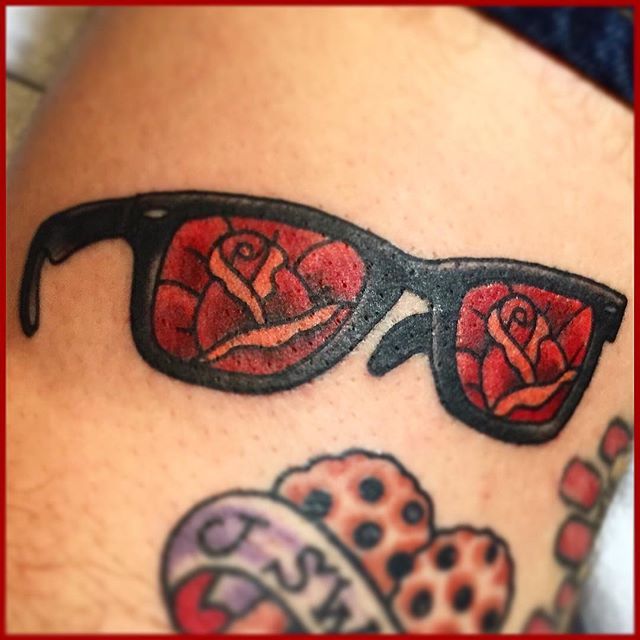 Georgina Liliane Tattoo  Rose tinted glasses done last weekend during my  guest spot at brasshearttattoo thank you Andrea I do love a good pair of  specs and I would wear these