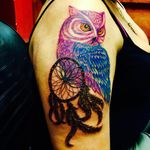 Hey guys come to the shop and get great work and great prices. Owl and dreamcatcher done at Gothic City Ink #owl #dreamcatcher #gothiccityink