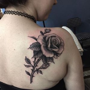 A beautiful black and gray rose by Evan Mcguigan (IG: evan_mcguigan) #rose #flower #gracelandtattoo #blackandgrey #blackandgray #blackngrey 