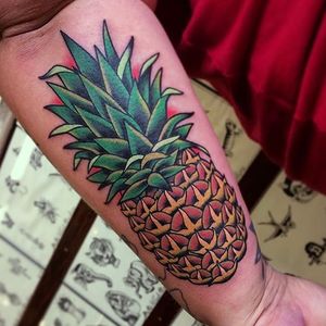 Tattoo done by Cookie (IG: cookietattoo)  #gracelandtattoo #pineapple #summer #fruit #pinacolada #yum #juicy #delicious