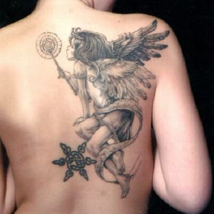 #angel #religioustattoo #religious #blackandgrey #backpiece