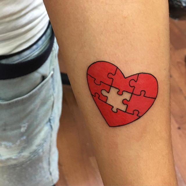 Autism awareness heart with puzzle  Steel Rod Tattoo  Facebook