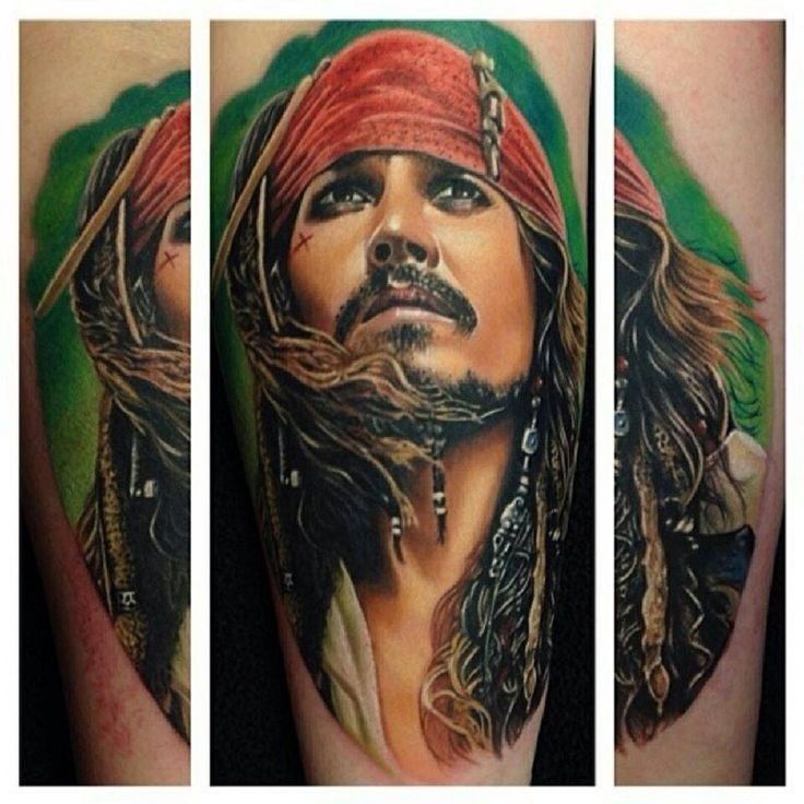 Pirates of the Caribbean  Jack Sparrow Portrait Tattoo