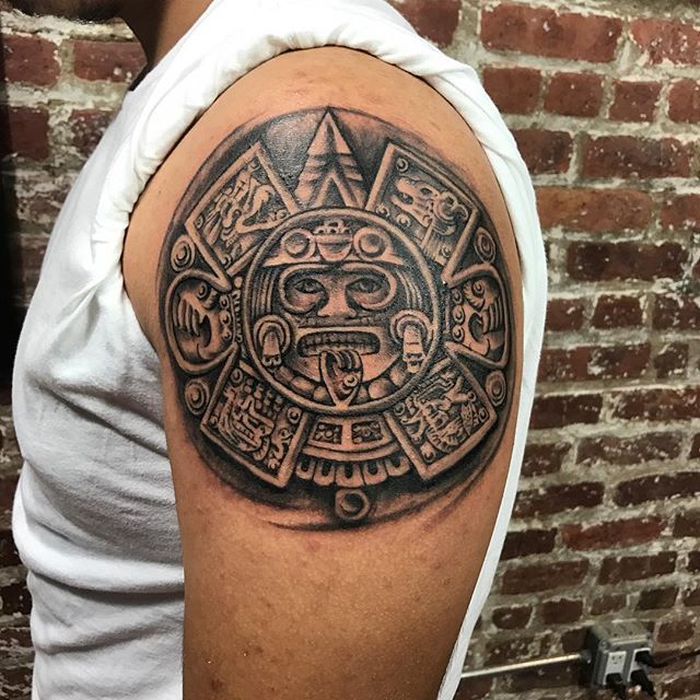 Inkblot tattoo  art studio  Custom Aztec calendar tattoo done  inkblottattooz by Ganesh acharya Dm for appointment 9620339442  Visitwwwinkblottattooscom Thanks Gagan for trust aztectattoo aztec  tattoos tattoosleeve tattooartist tattoo 
