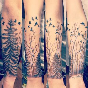 Forest tattoo by Jing #foresttattoo #jingstattoo #detailedtattoowork 