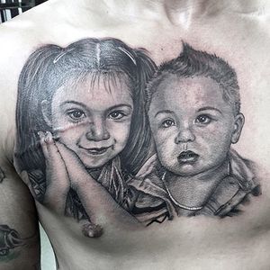 Portrait done by Peter Photelo at Double Cross Tattoo (Fort Lauderdale & Downtown Miami) #miami #portrait #tattooportrait #kids