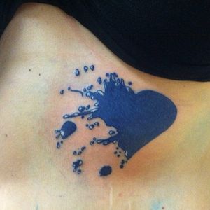 Blue Heart Tattoo by A. Valentine #heart #love #blueink #splash #colorsplash #KingsCountyTattoo #AnthonyValentine