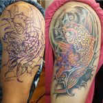 Tattoo done by Allen Espinoza #redshorestattoo #texas #japanese #japanesestyle #koi #koifish
