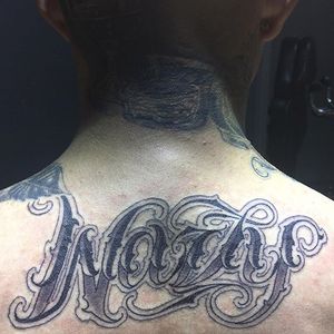 "Wavy" done by LETTER JOSH. We host the top tattoo artists from all over the world.. #la #LAtattoostudio #script #lettering #RadiantColorsCrew #radiantinklab