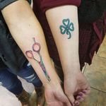 Two fun tattoos by Brian Gallagher #scissors #scissor #crazyytattoos #haverstraw #ny #livingdeadtattoos 