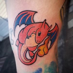 Did this #charizard tattoo on my buddy  for pokemonday #pokemonday #pokemon #pokemongo #gamingtattoos #gaming #haverstraw #ny #newyork