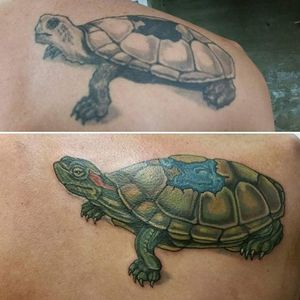 Before and after #coverup by Jen. #title #artist #art #Portland #maine #eastcoasttattooers 