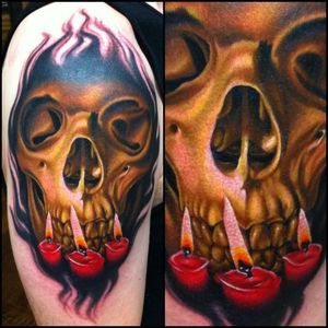 #skull #candle #realistic #flames