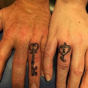 Wedding Rings by Samantha #lockandkey #fingertattoos #rings #key #lock #tattoobliss