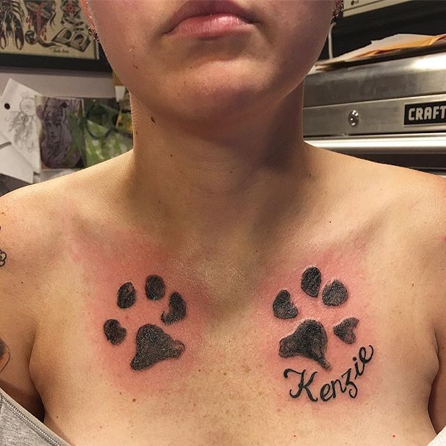 Paw print tattoo on the back of my neck for my dog  Behind ear tattoos  Tattoos Neck tattoo