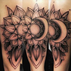 Tattoo by Franky - he works at #tempelmuenchen #münchentattoo #mandala #flower #linework #moon