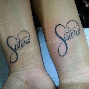 By Rob #sisters #sisterstattoo #script #matchingtattooo #matching #love  