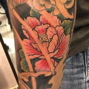 Peony tattoo done at Mohan's Tattoo Inn #flower #peony #mohanstattooink #japanese 