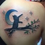 Cat tattoo by Nacho #nachotattoo #brooklyn #brooklyntattoos #nyc #bensonhurst #moon #cat #catsilhouette #night #backtattoo